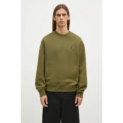 Zdjęcie Maison Kitsuné bluza bawełniana Bold Fox Head Patch męska kolor zielony z aplikacją MM00316KM0307
