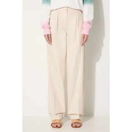Zdjęcie A.P.C. spodnie bawełniane Grand Pantal Camila kolor beżowy proste high waist