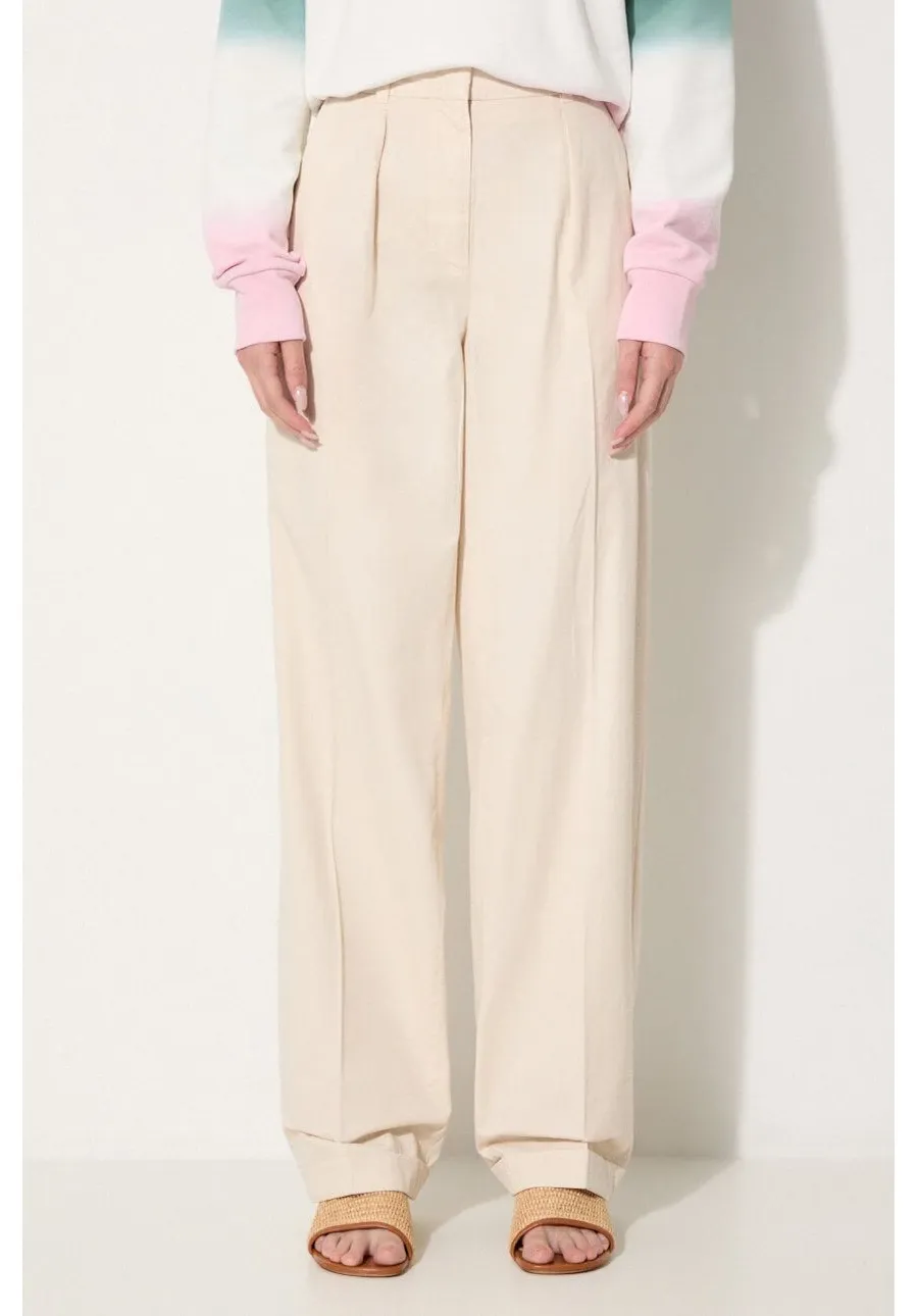 obrazek 1 A.P.C. spodnie bawełniane Grand Pantal Camila kolor beżowy proste high waist