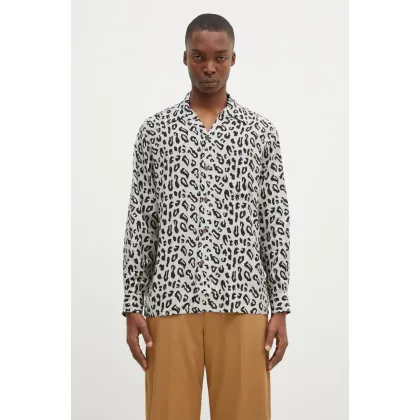 Zdjęcie Wacko Maria koszula Hawaiian Shirt L/S męska kolor szary regular z kołnierzykiem klasycznym 24FW-WMS-HI01