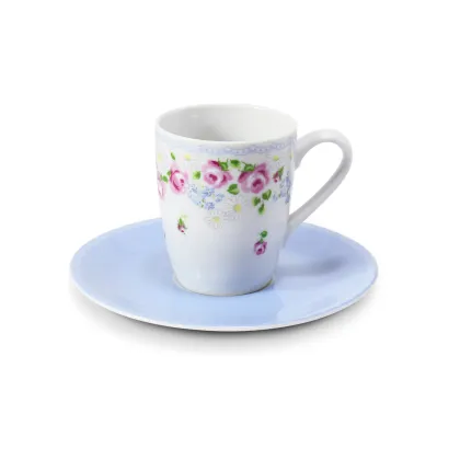 Zdjęcie Filiżanka do espresso ze spodkiem z porcelany w kolorze niebieskim – Leander