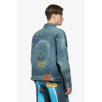 Zdjęcie Evisu kurtka jeansowa męska kolor niebieski przejściowa oversize 2ESHTM3DJ710LFCS-indigo