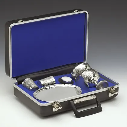 Picture Portable set for celebrating mass - vessels made of pewter