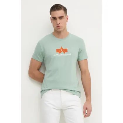 Zdjęcie Alpha Industries t-shirt bawełniany Basic Rubber męski kolor zielony z aplikacją 100501RB