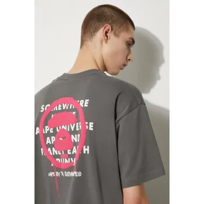Zdjęcie AAPE t-shirt bawełniany Basic Tee męski kolor szary z nadrukiem AAPTEM1453XXM