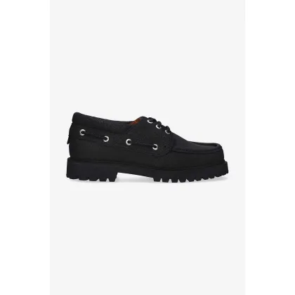 Zdjęcie Filling Pieces mokasyny skórzane FP Boatshoe kolor czarny na płaskim obcasie 47928901847-BLACK