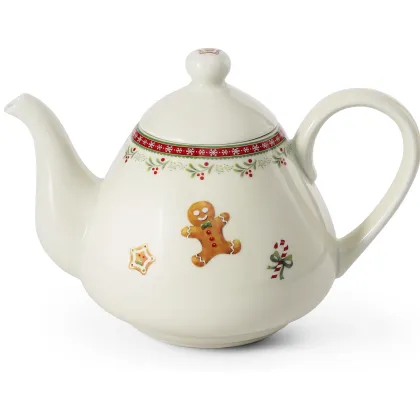 Picture Beautiful stylish ivory porcelain teapot with Christmas decoration - Leander