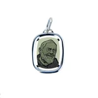 Picture Rectangular, laser-engraved Padre Pio medallion with polished edge