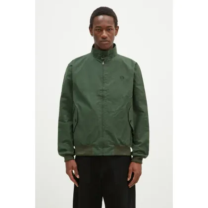 Zdjęcie Fred Perry kurtka bawełniana Made In England Wax Harrington kolor zielony przejściowa oversize J8565.Q20
