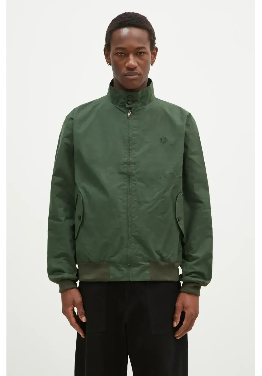 obrazek 1 Fred Perry kurtka bawełniana Made In England Wax Harrington kolor zielony przejściowa oversize J8565.Q20