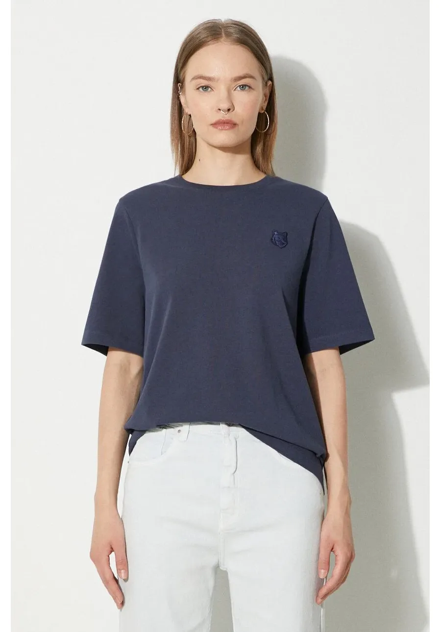 obrazek 1 Maison Kitsuné t-shirt bawełniany Bold Fox Head Patch Comfort damski kolor granatowy MW00127KJ0119