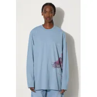 Zdjęcie Y-3 longsleeve bawełniany Graphic Longsleeve Tee kolor niebieski JD9844