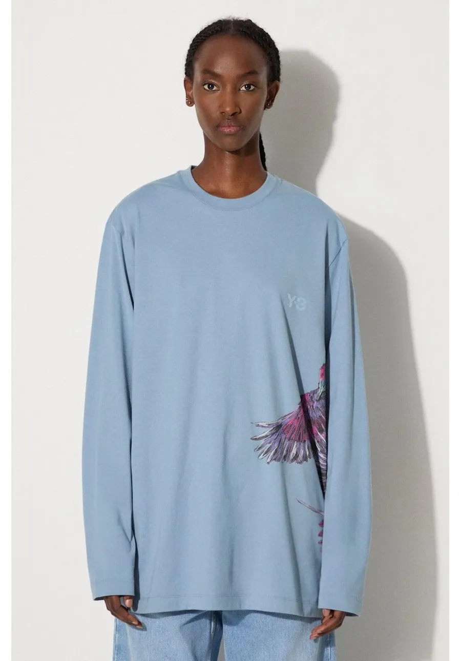 obrazek 1 Y-3 longsleeve bawełniany Graphic Longsleeve Tee kolor niebieski JD9844
