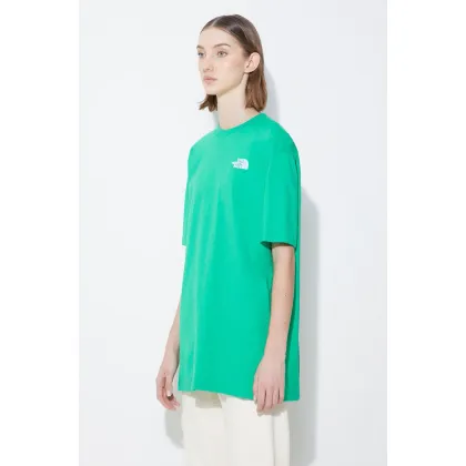 Zdjęcie The North Face t-shirt bawełniany W S/S Essential Oversize Tee damski kolor zielony NF0A87NQPO81