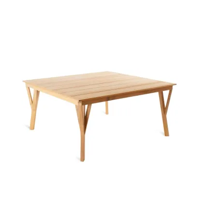 Zdjęcie Piękny stylowy kwadratowy stół 150×150 cm wykonany z drewna tekowego do ogrodu