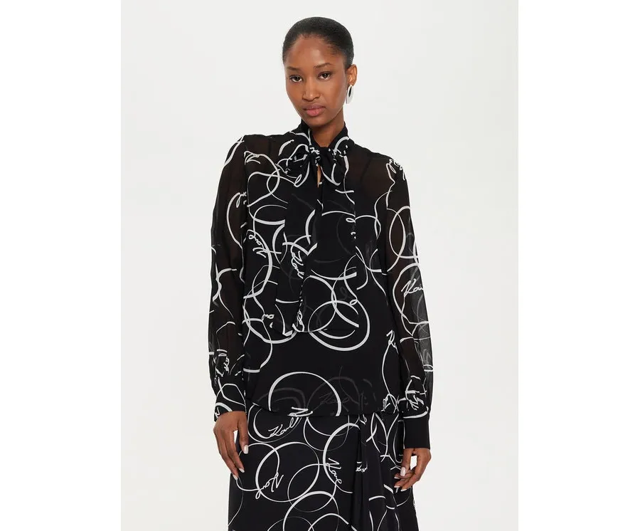 obrazek 1 KARL LAGERFELD Bluzka 245W1604 Czarny Regular Fit