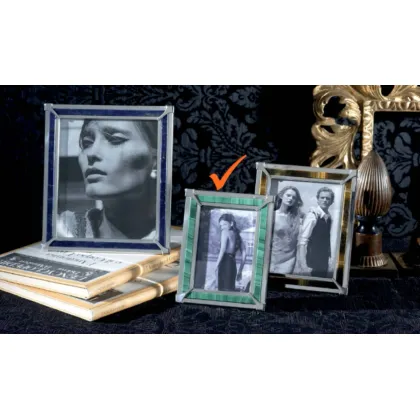 Picture A unique photo frame made of malachite and silver
