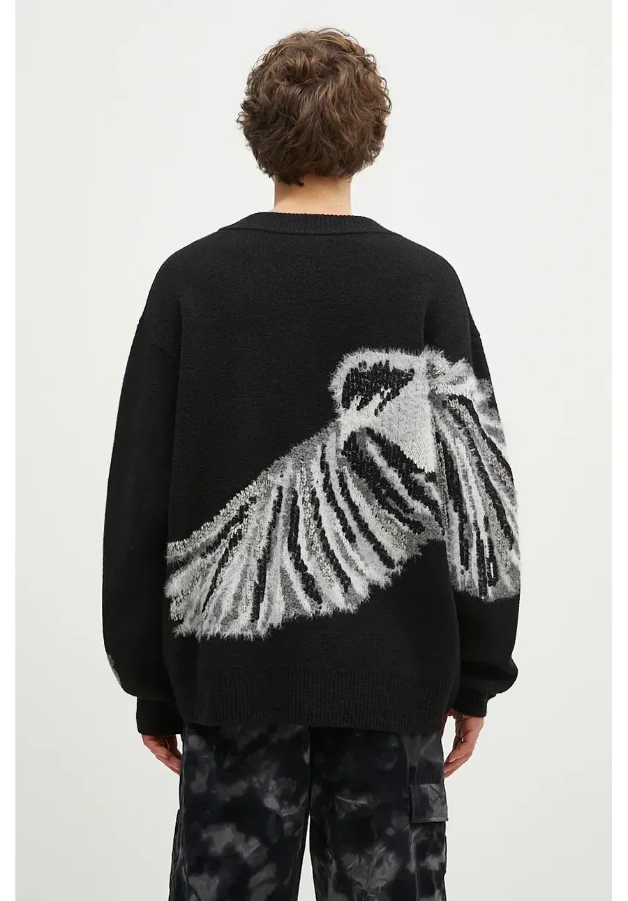 obrazek 1 Y-3 kardigan wełniany Graphic Knit Cardigan kolor czarny ciepły IW7485