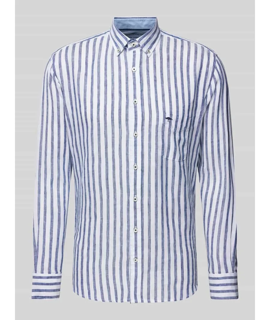 obrazek 1 Koszula lniana o kroju Slim Fit z wzorem w paski