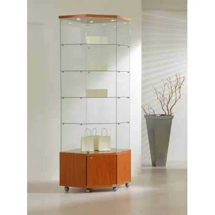 Picture Stylish corner display cabinet on wheels for a shop or boutique