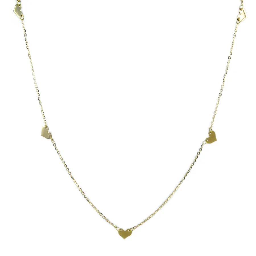 obrazek 2 Dziewczęcy naszyjnik z żółtego złota z serduszkami