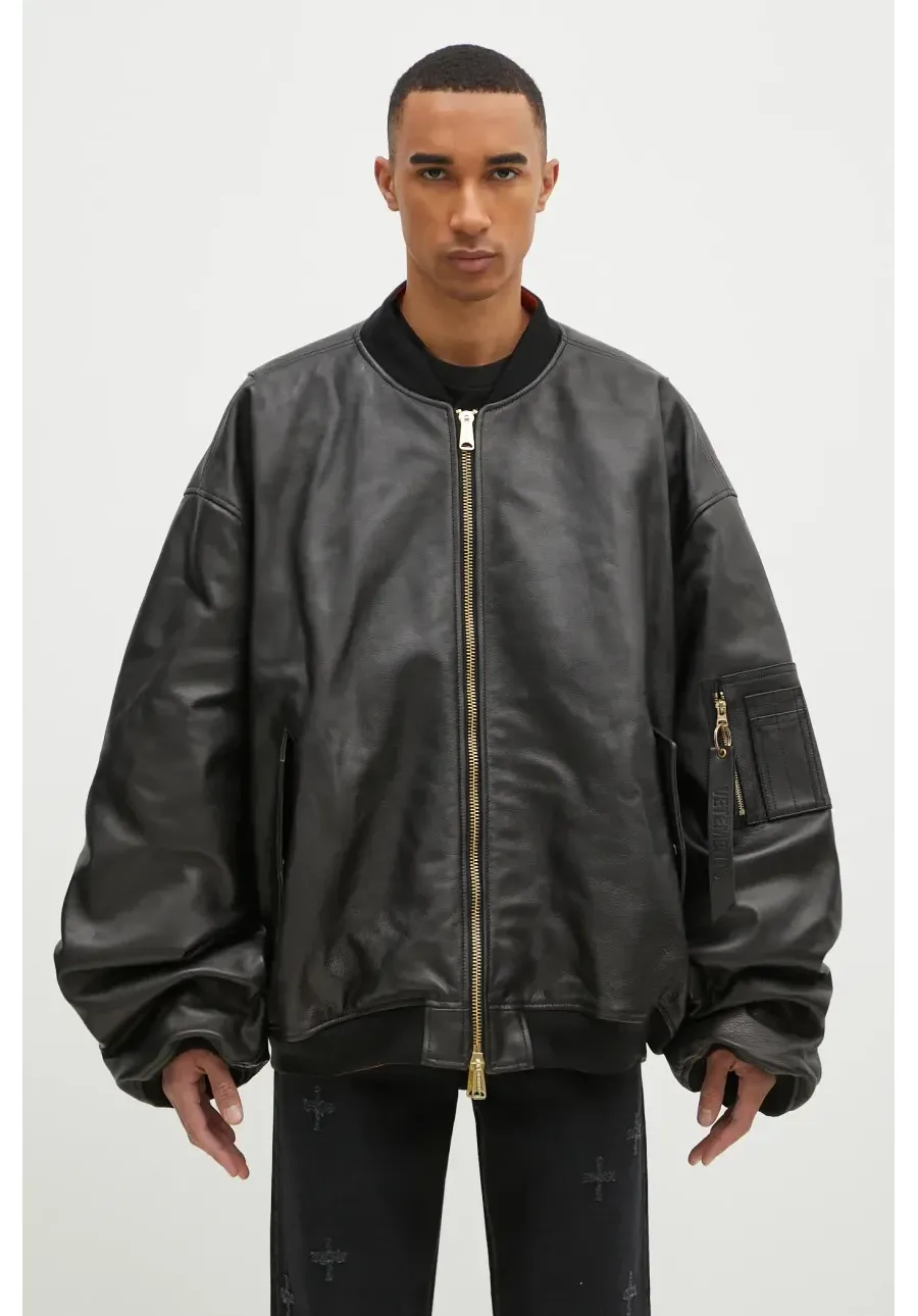 obrazek 1 VETEMENTS kurtka Oversized Leather Bomber męska kolor czarny przejściowa UA66JA200B