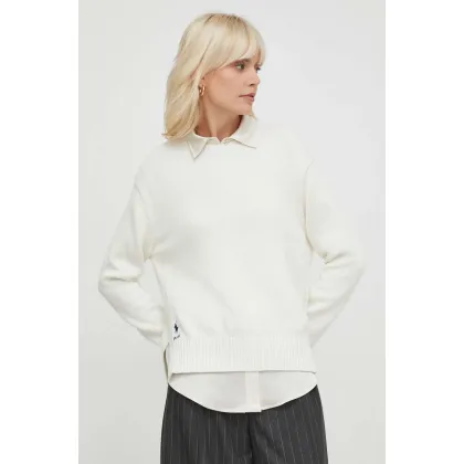 Zdjęcie Polo Ralph Lauren sweter bawełniany kolor beżowy lekki 211898583