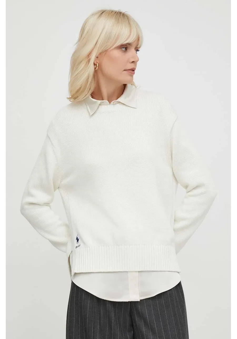 obrazek 1 Polo Ralph Lauren sweter bawełniany kolor beżowy lekki 211898583
