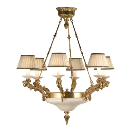 Zdjęcie Sześciopunktowy żyrandol z litego mosiądzu H.83xL.80xP.80 cm