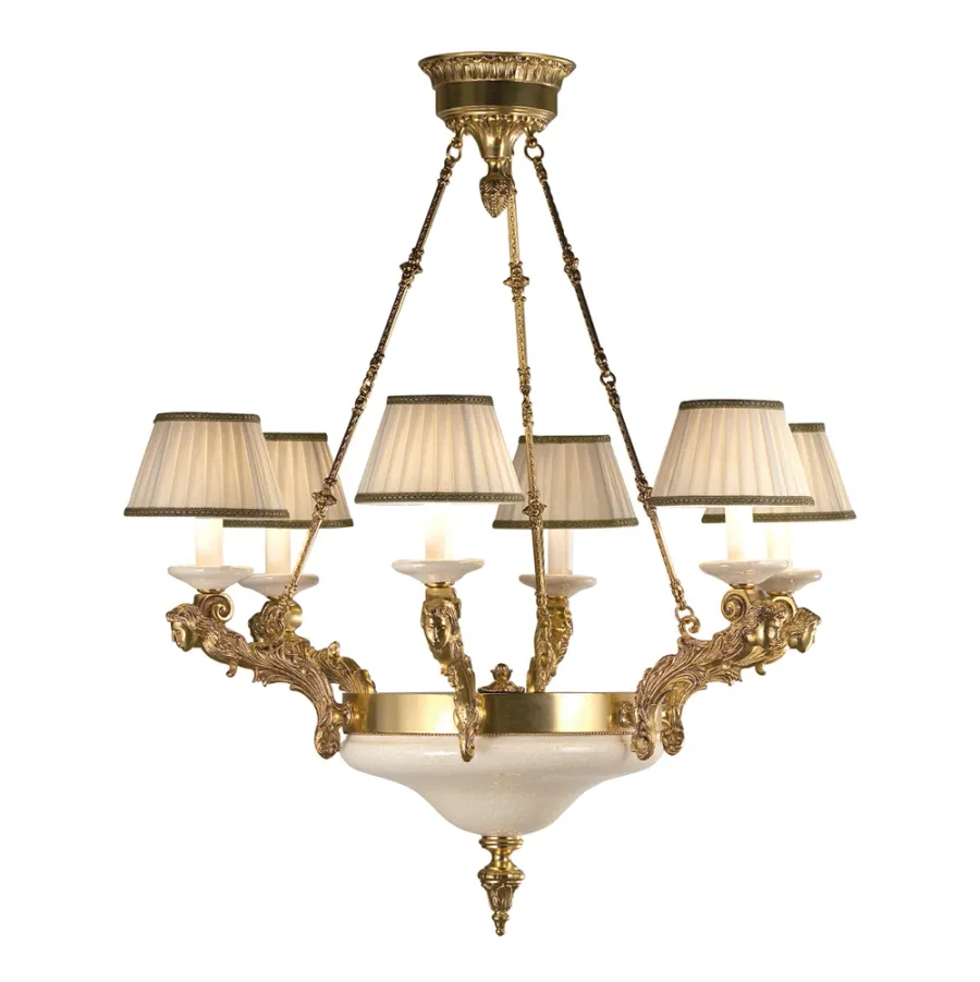 obrazek 1 Sześciopunktowy żyrandol z litego mosiądzu H.83xL.80xP.80 cm
