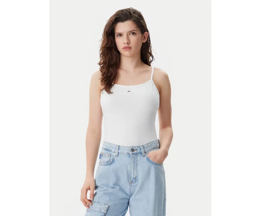 obrazek 1 Tommy Jeans Top Essential DW0DW20675 Écru Slim Fit