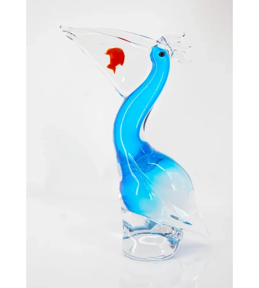 obrazek 1 Ozdobna figurka pelikana z rybą w solidnym szkle Murano