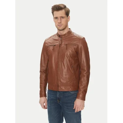 Zdjęcie Serge Pariente Kurtka skórzana Tonic Brązowy Slim Fit