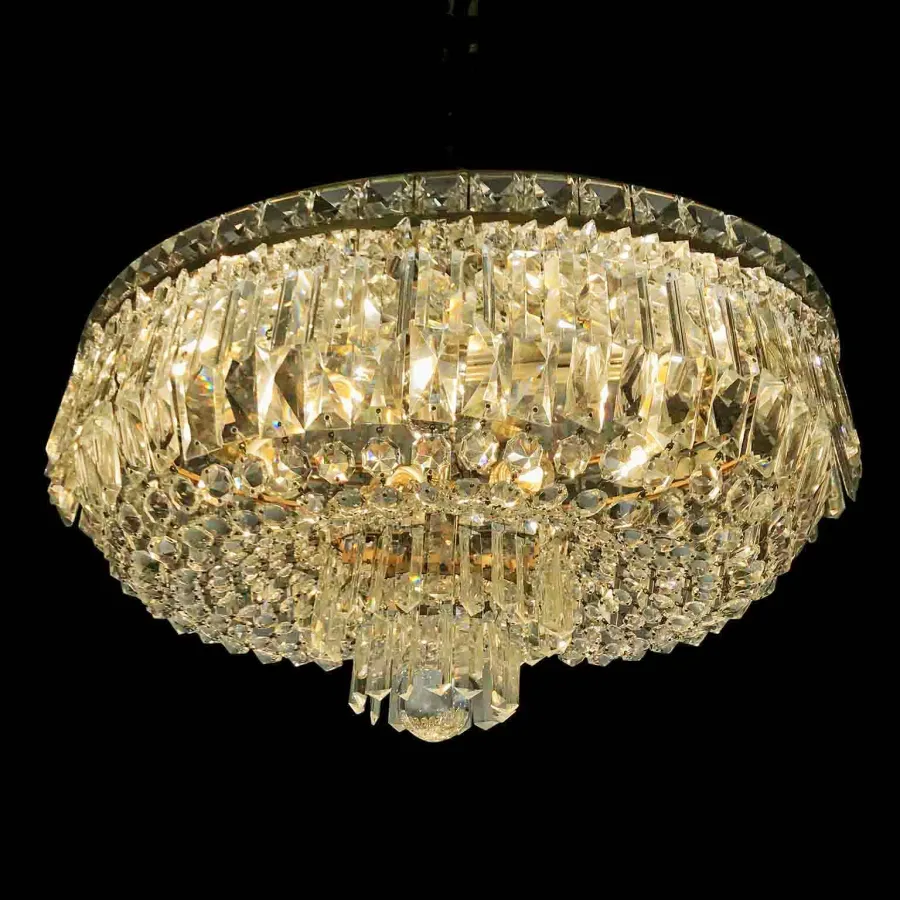 obrazek 5 Ośmiostrumieniowa kryształowa owalna lampa sufitowa - vintage