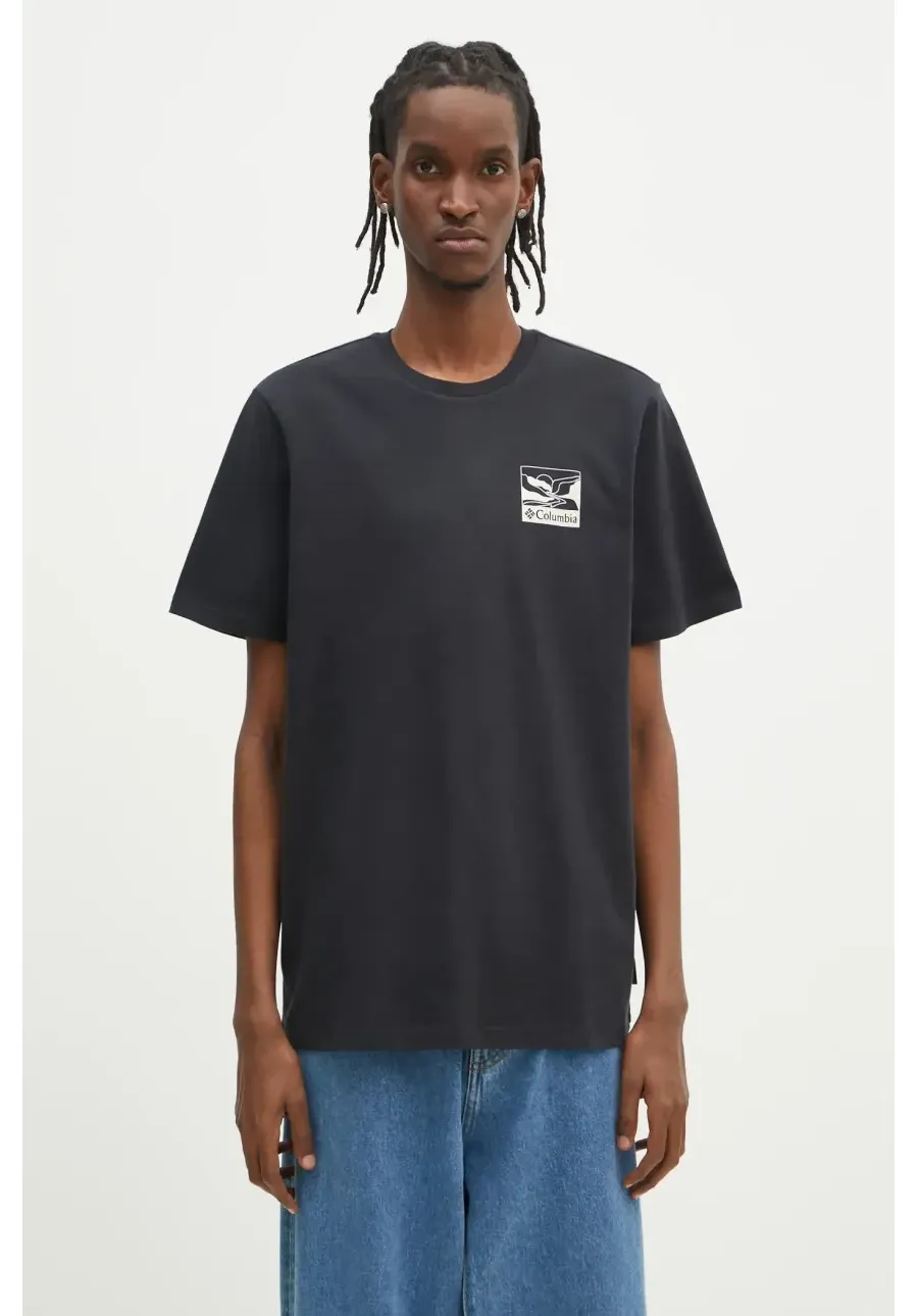 obrazek 1 Columbia t-shirt bawełniany Explorers Canyon męski kolor czarny z nadrukiem 2036451.