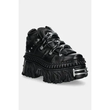 Zdjęcie VETEMENTS sneakersy skórzane Fire Platform kolor czarny UA66SN100B