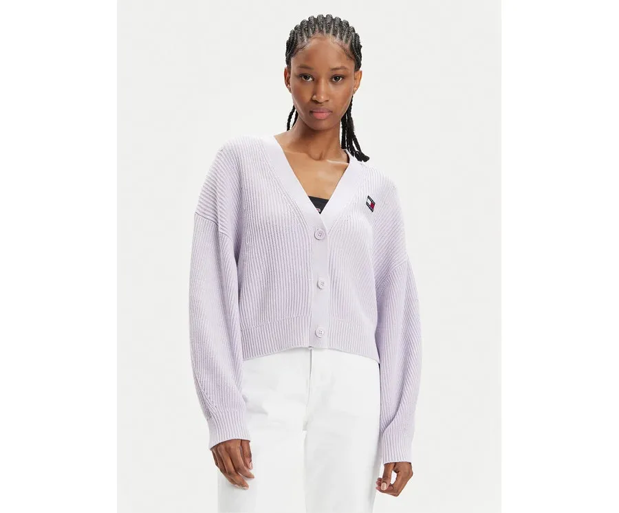 obrazek 1 Tommy Jeans Kardigan Essential DW0DW17253 Fioletowy Relaxed Fit