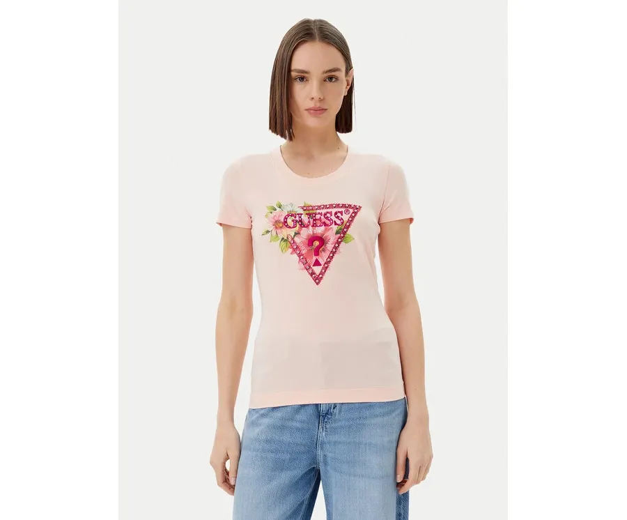 obrazek 1 Guess T-Shirt W5GI10 J1314 Różowy Slim Fit