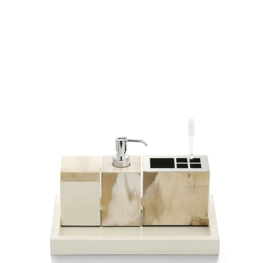 picture 1 Unique horn and wood soap dispenser with an ivory finish - Arcahorn