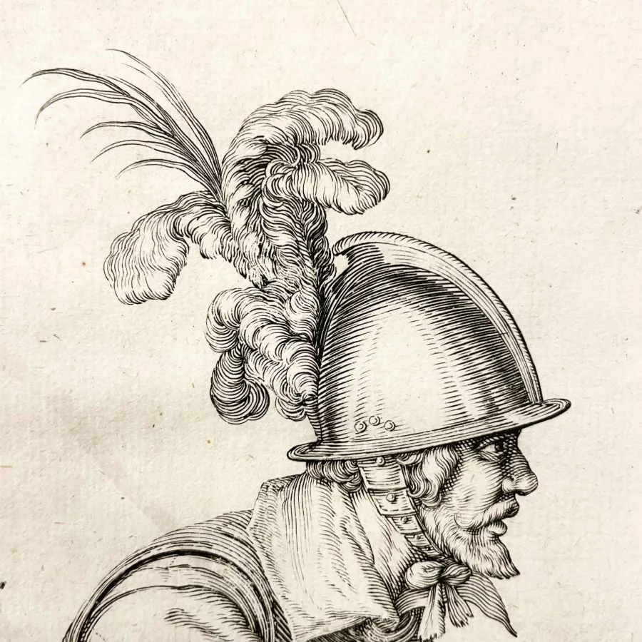 obrazek 2 Rycina Jacob de Gheyn Żołnierz w walce XVII wiek