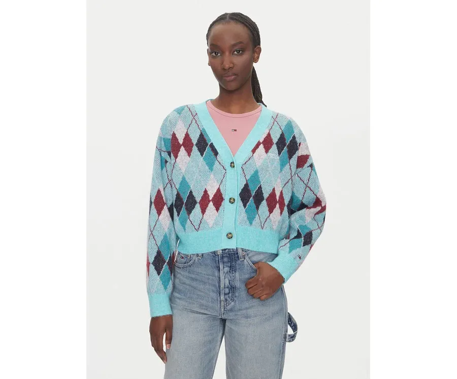 obrazek 1 Tommy Jeans Kardigan DW0DW21180 Zielony Relaxed Fit