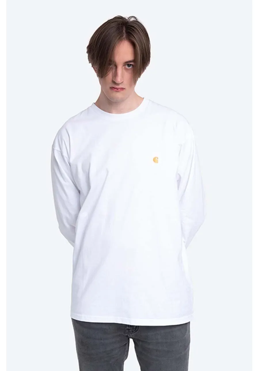 obrazek 1 Carhartt WIP longsleeve bawełniany kolor biały gładki I026392.WHITE.GOLD