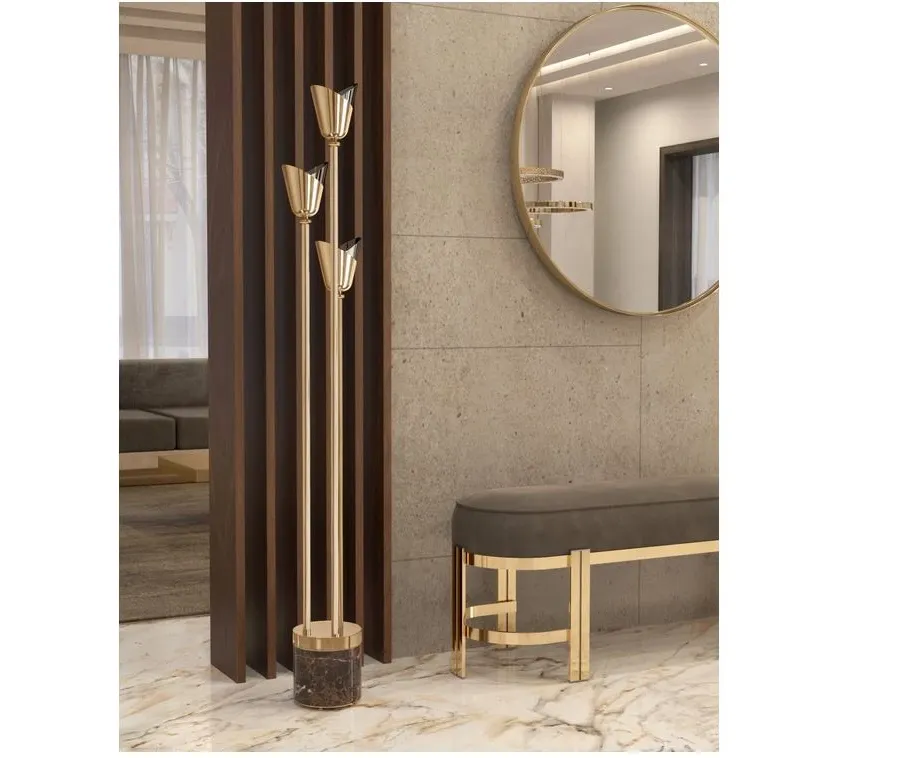 obrazek 5 Elegancka lampa podłogowa z mosiądzu i marmurową podstawą
