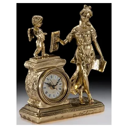 Picture A brilliant bronze clock with an angel