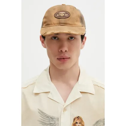 Zdjęcie AAPE czapka z daszkiem Main męska kolor brązowy gładka AAPCPM5315XXO