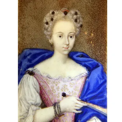 Picture Portrait of a noblewoman with an illuminated rectangular fan on an ivory base