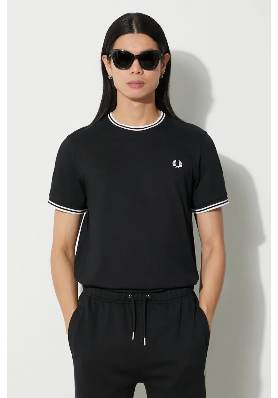 obrazek 1 Fred Perry t-shirt bawełniany męski kolor czarny z aplikacją M1588.102