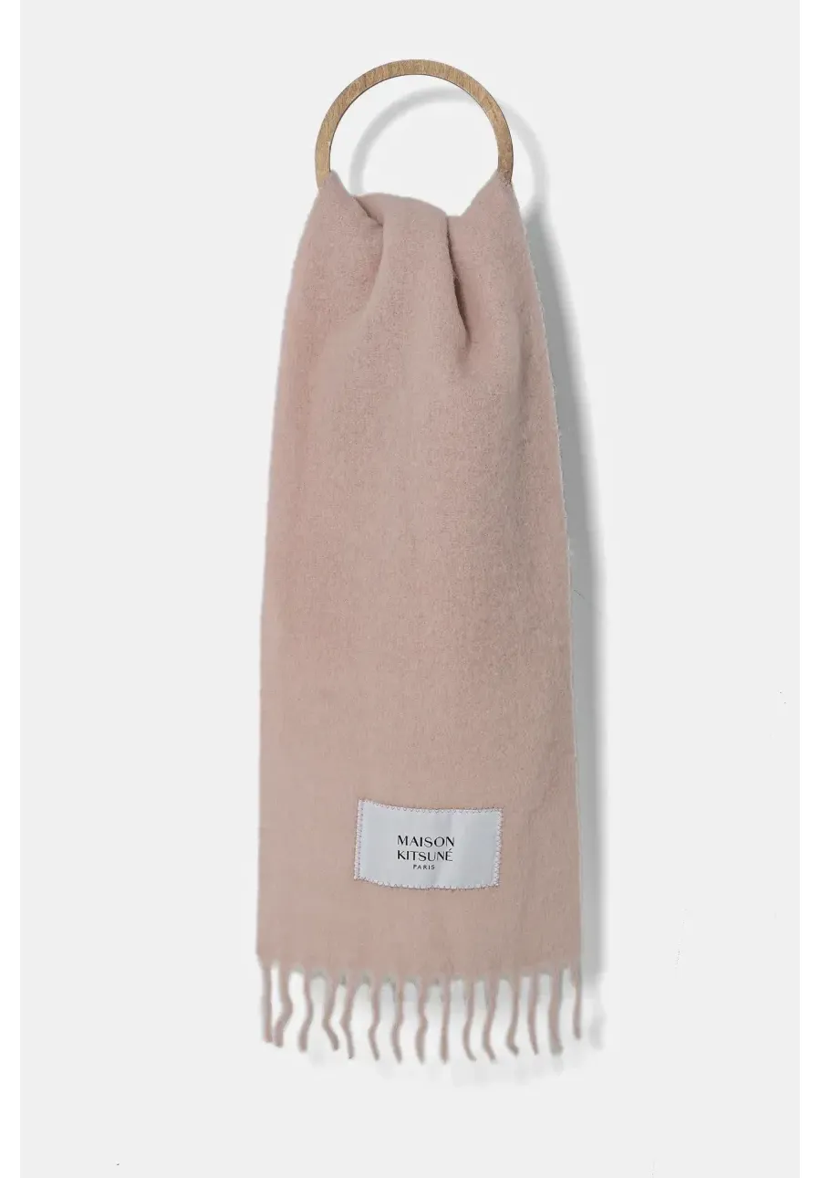 obrazek 1 Maison Kitsuné szalik Baby Alpaca damski kolor różowy gładki LM06206WA0022