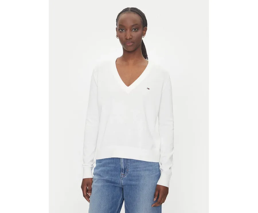 obrazek 1 Tommy Jeans Sweter Essential DW0DW19888 Biały Regular Fit