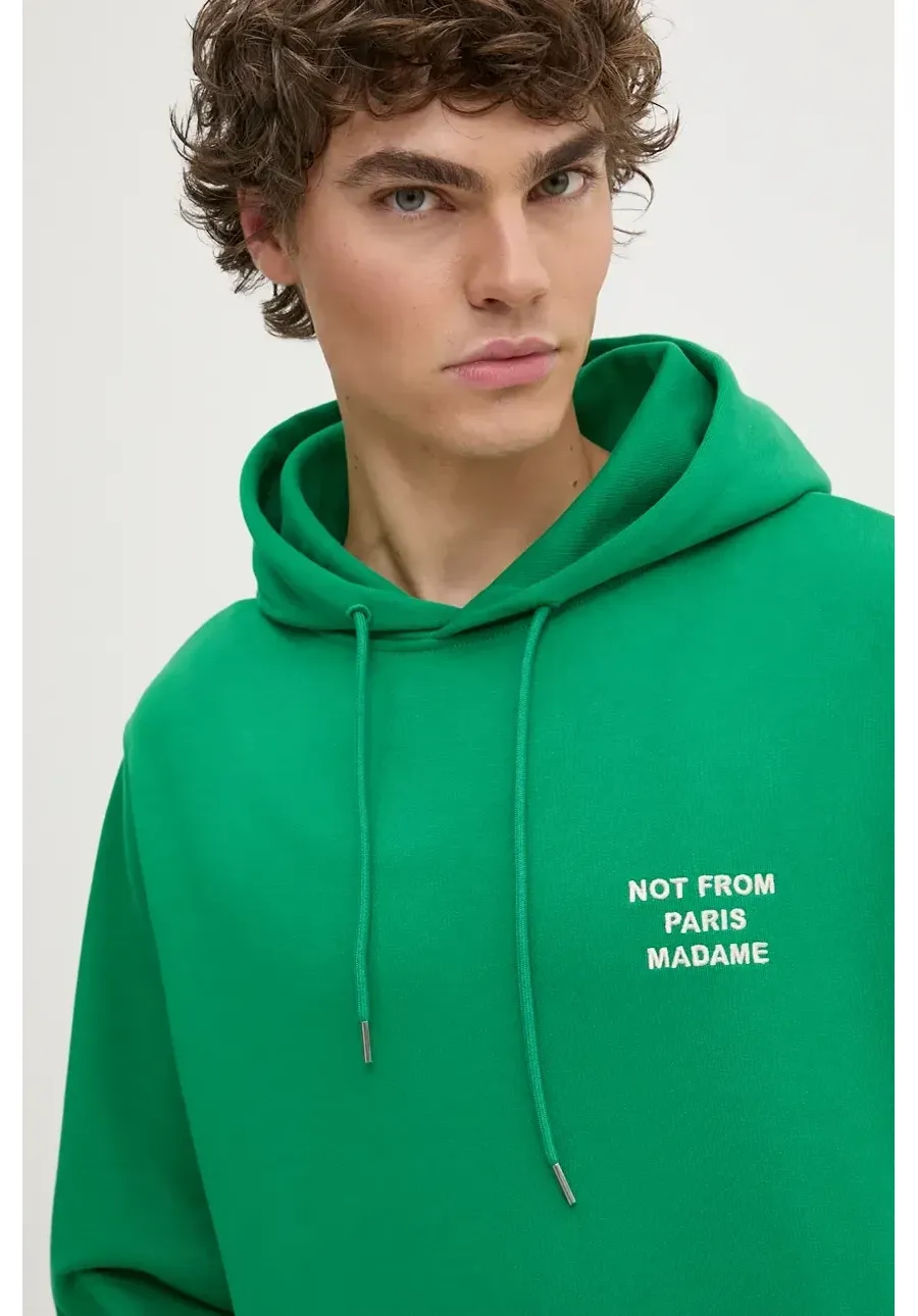 obrazek 1 Drôle de Monsieur bluza męska kolor zielony z kapturem gładka E.HO162.CO127.GN Le Hoodie Slogan